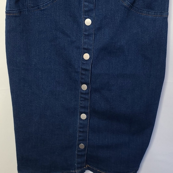 NWT Haute Monde button down denim jeweled dress S - Picture 3 of 7